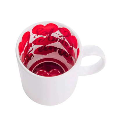 Cană personalizată cu interior roșu LOVE