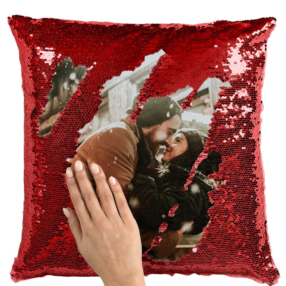 husa perna personalizata cu paiete rosii 40x40 cm