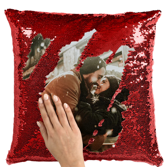 husa perna personalizata cu paiete rosii 40x40 cm